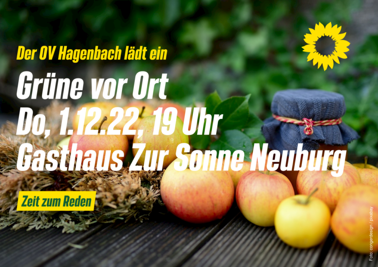 Treffen des Grünen OVs am 1. Dezember um 19 Uhr im Gasthaus zur Sonne in Neuburg